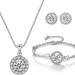 YooAi Jewellery Set Heart Pendant Necklace and Earrings Set Cubic Zirconia Jewellery for Women